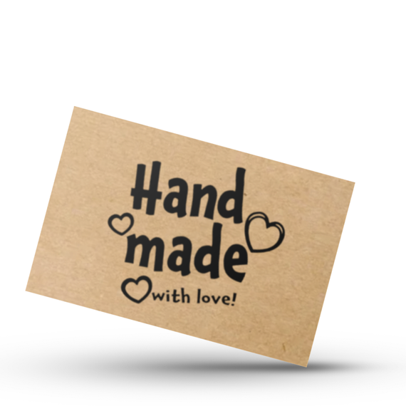 Крафт этикетка с печатью "Handmade 02" 40x25 мм, 250 шт/рулон, Viskom | Зображення 1