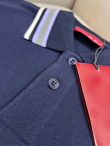 Трикотажне поло Gucci темно-синього кольору (класичне лого) f731 | Зображення 2