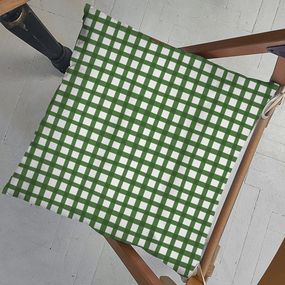 Подушка на стул с завязками Бело-зеленая клетка 40x40x4 см (PZ_23NG024)