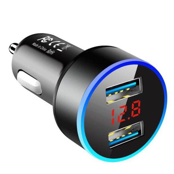 Автомобильный адаптер с индикатором напряжения, 2 USB, CAR USB HC6 / Зарядное устройство в прикуриватель авто | Зображення 6