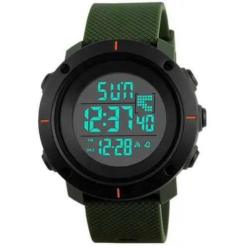 Годинник наручний чоловічий SKMEI 1213AG ARMY GREEN BIG SIZE, брендовий чоловічий годинник. Колір: зелений | Зображення 1