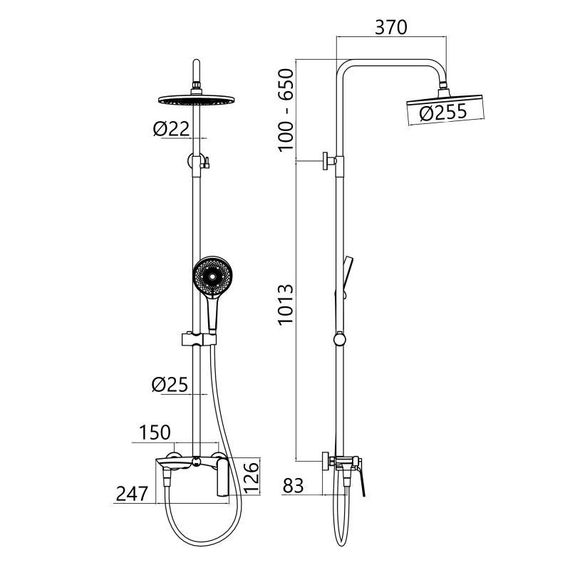 Душова система універсальна Qtap Slavonice на три споживача (з виливом) QTSLA111CRM45909 Chrome | Зображення 1