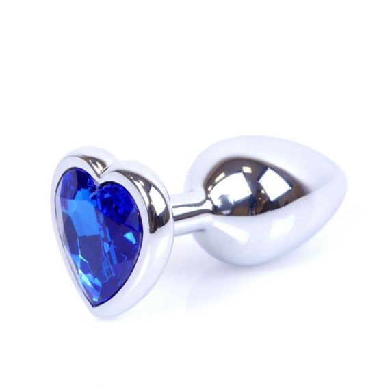 Анальна пробка - Jewellery Silver  Heart PLUG- Dark Blue | Зображення 1