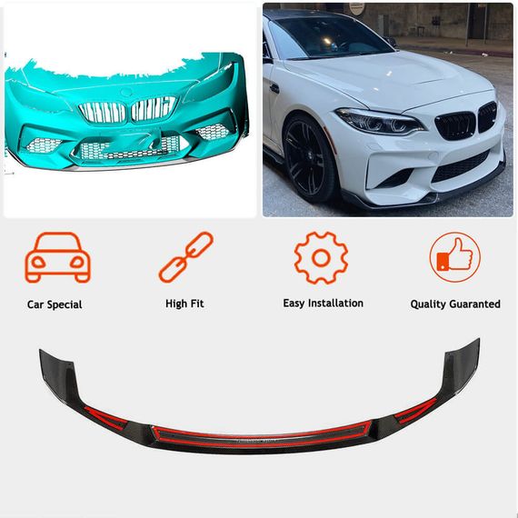Накладка на передній бампер Lip V4 (для F87 M2 Competition, Карбон) для BMW 2 серія F22/23 2014-2021 рр | Зображення 1