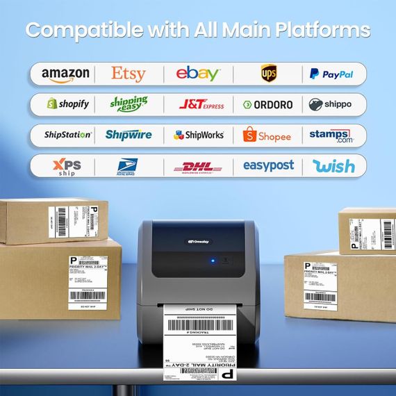 Термопринтер етикеток Bluetooth 4x6, D520BT Термальний принтер етикеток для доставки Бездротовий принтер | Зображення 3