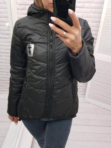 Жіноча демісезонна куртка з емблемою, арт.210/7, чорний | Зображення 7