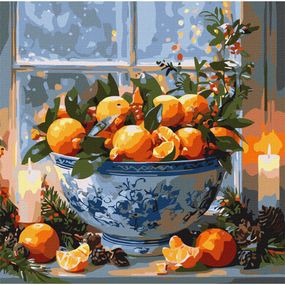 Картина по номерам "Цитрусы в вазе" Идейка KHO5742, 40х40 см