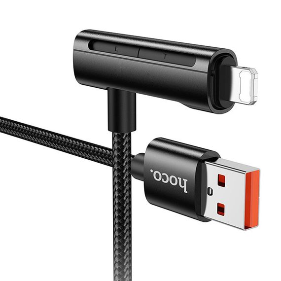 Дата кабель Hoco U135 Incredible 2in1 USB to Lightning/Type-C (1m) Black | Зображення 3