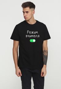 Футболка чоловіча чорна з принтом "Режим вчителя", S