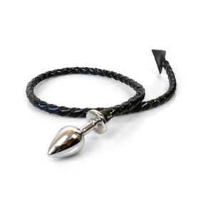 Металлическая анальная пробка S с дьявольским хвостом Art of Sex - Succubus, экокожа, черный sexstyle