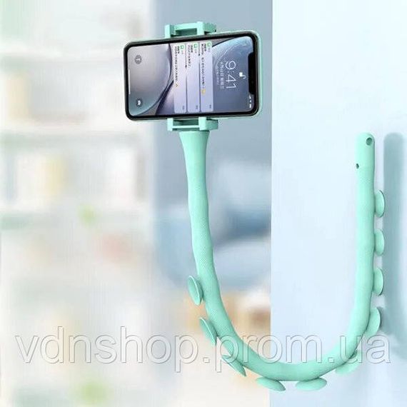 Гнучкий тримач для телефону з універсальними присосками Cute Worm Lazy Holder. Колір блакитний TH-10
