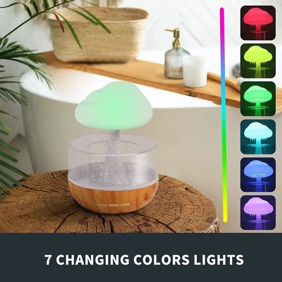 Нічник-зволожувач з ефектом дощу Cloud Rain Humidifier, Аромадіфузор зволожувач повітря для дому | Зображення 2