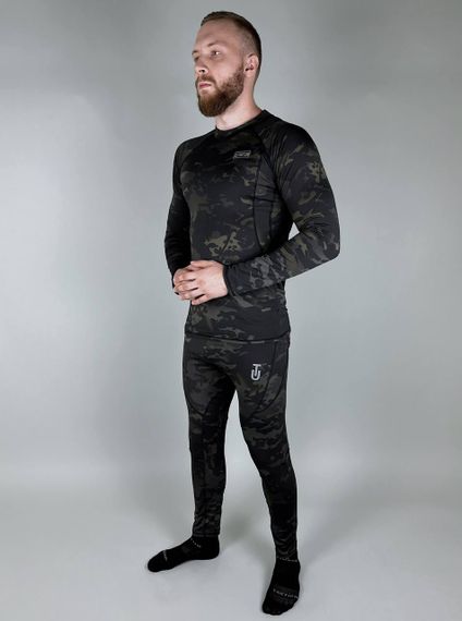 Термобілизна Ultimatum Camo Чорний мультикам, білизна натільна чоловіча, комплект термобілизни XXL