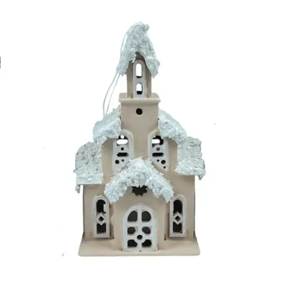 Декоративный новогодний домик из дерева 10*12*25 см Капучино 28124500 | Зображення 1