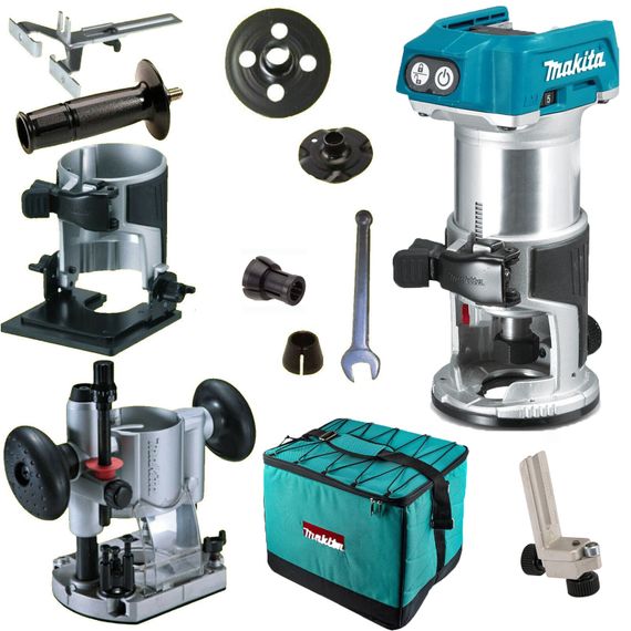 Фрезер акумуляторний з набором аксесуарів Makita DRT50ZX2 (6/8 мм, 10000-30000 хв-1, BL, LXT, без акумулятора та зарядного пристрою)