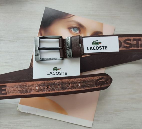 Шкіряний коричневий ремінь Lacoste | Зображення 1