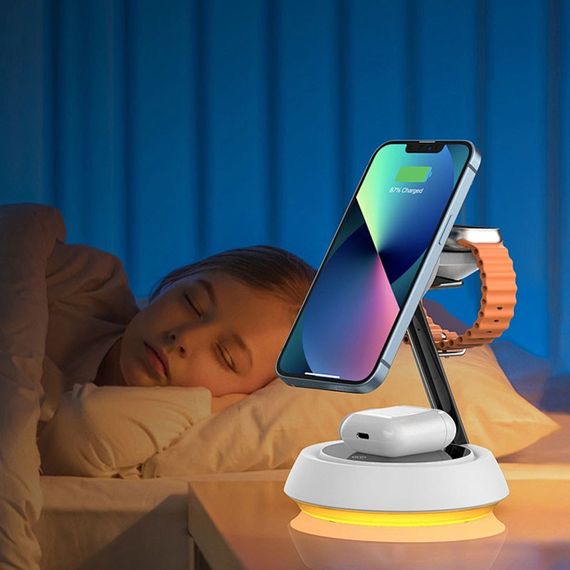 БЗУ WIWU Wi-W002 3 in 1 wireless charger White | Зображення 4