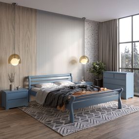 Полуторне дерев&#039;яне ліжко Mebigrand Верона Сіро-синій (S7010R90B) 120х190 см (MBG-4604)
