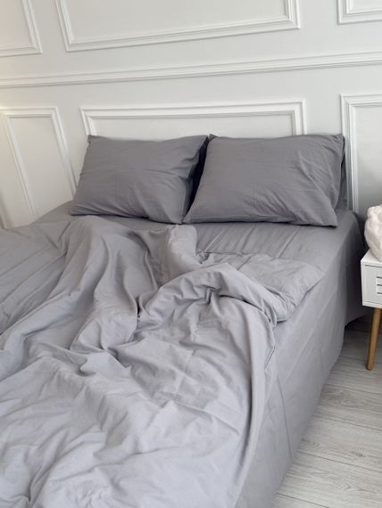 Постільна білизна сімейна Dushka Home Варена бавовна преміум 21691 160х215х2 см графітова | Зображення 1