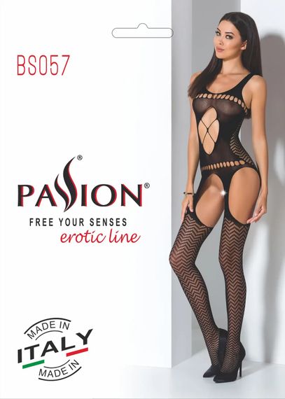 Бодістокінг BS057 black Passion, з імітацією панчіх, з відкритим доступом, S/L | Зображення 4
