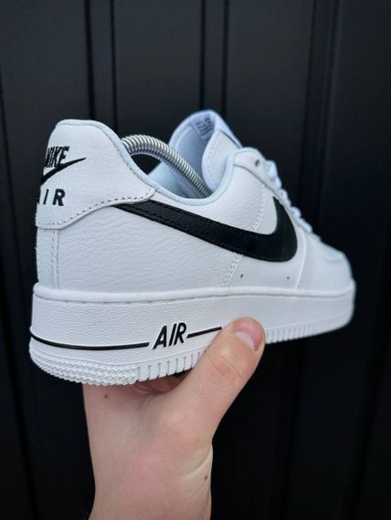 Кросівки Nike Air Force (білі з чорним лого, шкіра ліцензія) | Зображення 4