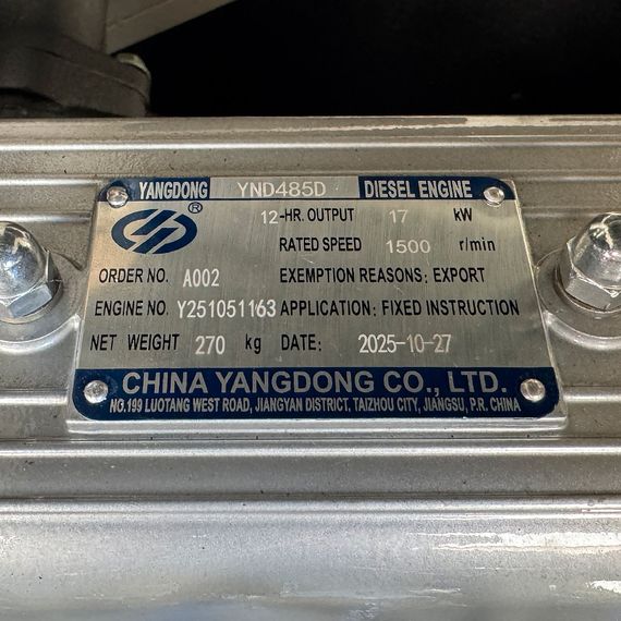 Дизельний генератор OYAL OYY-22 YANG DONG YND485D 22KVA/17.6KW, Альтернатор OYL184E, витрата 75% навантаження - 4,2 літри/годину, | Зображення 2