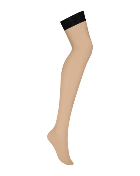 Панчохи під пояс із чорною коронкою Obsessive S814 Тілесний S/M | Зображення 3