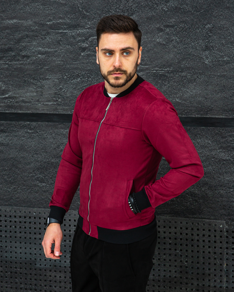 Бомбер замшевый бордо S XL | Зображення 4