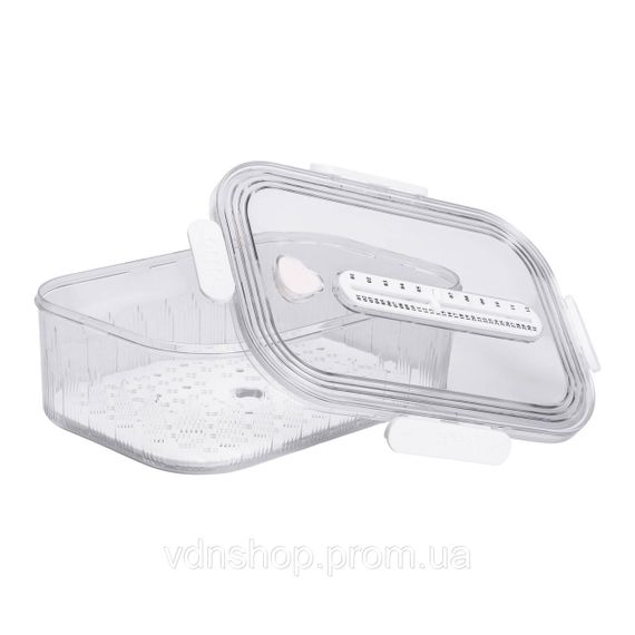 Контейнер для їжі пластиковий 32.5х22.5х11 см харчовий контейнер з індикатором дати 4.2 л Білий HP-27-2