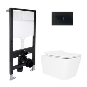 Готовое решение Qtap для ванной комнаты: подвесной унитаз Crow Rimless 520x360x290 + комплект инсталляции Standard (линейная