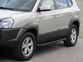 Бокові пороги Allmond Black (2 шт., алюміній) для Hyundai Tucson JM 2004-2024 рр