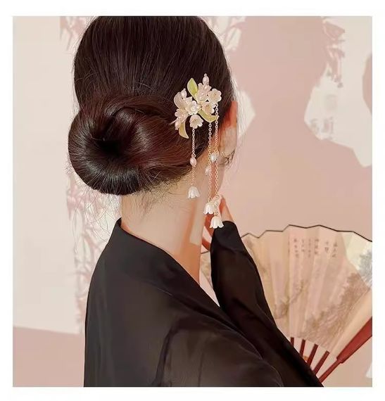 Металлическая китайская палочка для волос "Ландыш" с подвеской 17 см