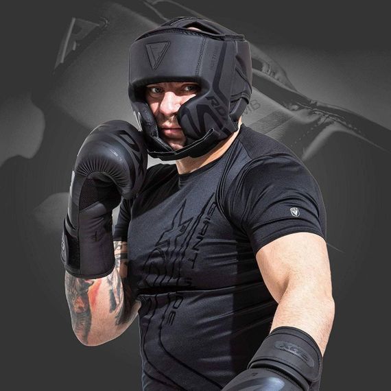 Боксерський шолом RDX T15 Noir Cheek Protector Matte Black  XL (капа у комплекті) | Зображення 5
