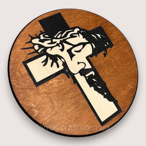 Настінне панно Ісус з фанери 35 см – християнський декор на стіну, лазерна різка, релігійна картина | Зображення 2