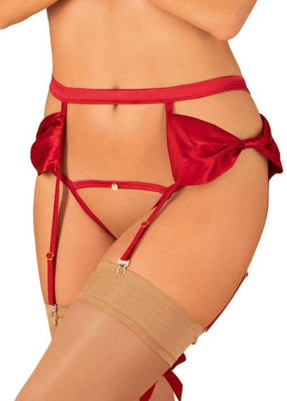 Пояс со стрингами с разрезом Obsessive Rubinesa Красный L/XL