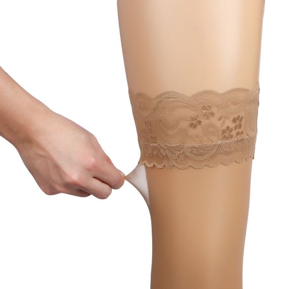 Бежевые ажурные чулки с кружевом Star Night на силиконовой ленте sexstyle | Зображення 9