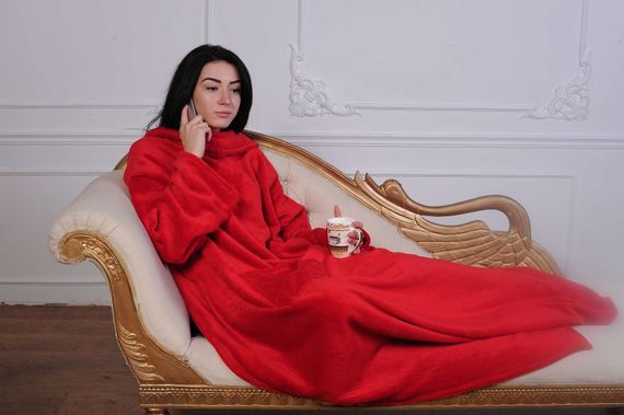 Рукоплед Плед з рукавами і кишенями з мікрофібри 200х150. червоний 141159 | Зображення 1