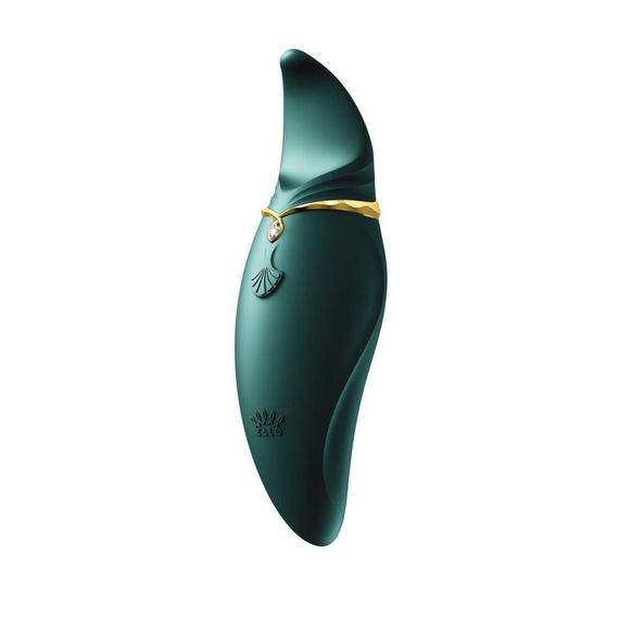 Вібратор 2в1 з язичком Zalo — Hero Jewel Green, кристал Swarovski Sex Aura