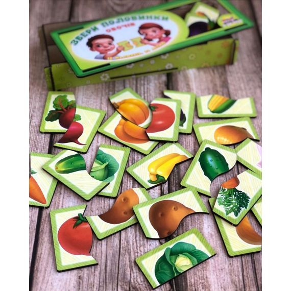 Настольная развивающая игра-пазл "Овощи" Ubumblebees (ПСФ074) PSF074, 12 картинок-половинок | Зображення 2