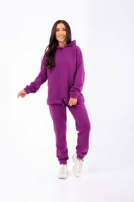Женский теплый спортивный костюм на флисе худи и штаны NB23038 цвет фуксия, размер 54/56