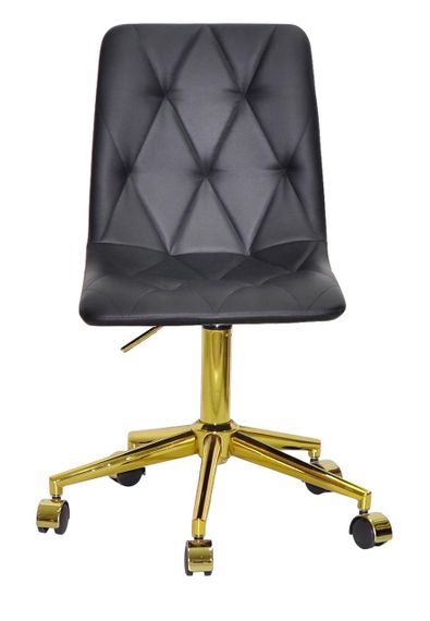 Стул Melvin GD-Modern Office с золотой крестовиной на колесиках, мягкое сиденье экокожа цвет черный | Зображення 4