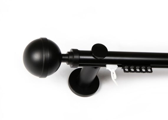 25 мм Карниз импрессионный металлический однорядный Черный матовый Калисто 240 см.