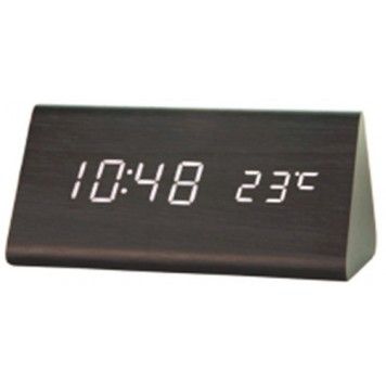 Настольные часы с 3 режимами работы и втроеным градусником с синей подсветкой Wooden Clock 1301  (lp-79561_283) | Зображення 3