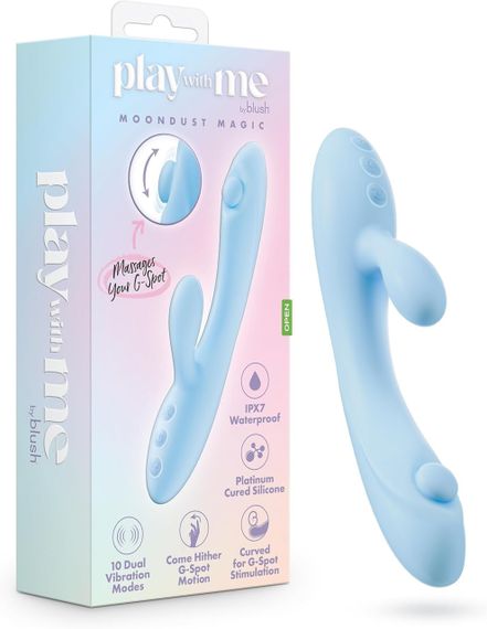 Вібратор-кролик Blush Play with Me для точки G та клітора, блакитний Sex Aura