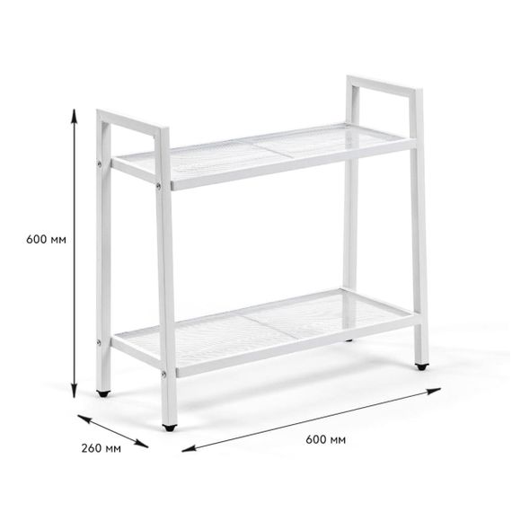 Стелаж-етажерка двоярусний з металу білий 60*26*60см SW-00002102 | Зображення 2