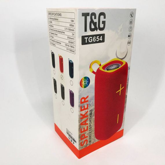 Портативна Bluetooth колонка TG654 8W з підсвічуванням, блютуз колонка для вулиці. Колір: червоний | Зображення 3