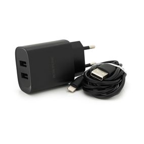Набір BOROFONE BN2 СЗУ 2xUSB+ кабель Lighting, 2.1A, 1м, Black