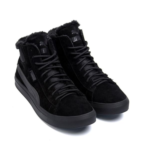 шкіряні зимові черевики  Puma чорні.