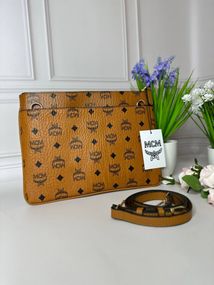 Женская сумка MCM Crossbody Pouch in Visetos Original Коричневая  wb061