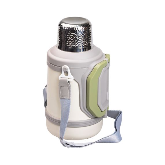 Термос Vacuum Cup 1.5 літра з ремінцем і складною ручкою білий HP-14-21W | Зображення 1